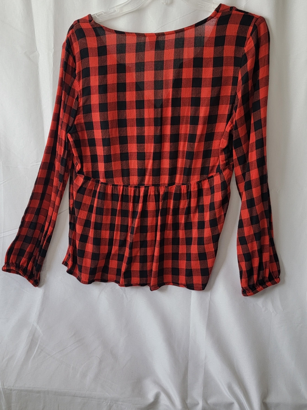 Red and Black Buffalo Plaid V-Neck Tunic - Picture 3 of 4